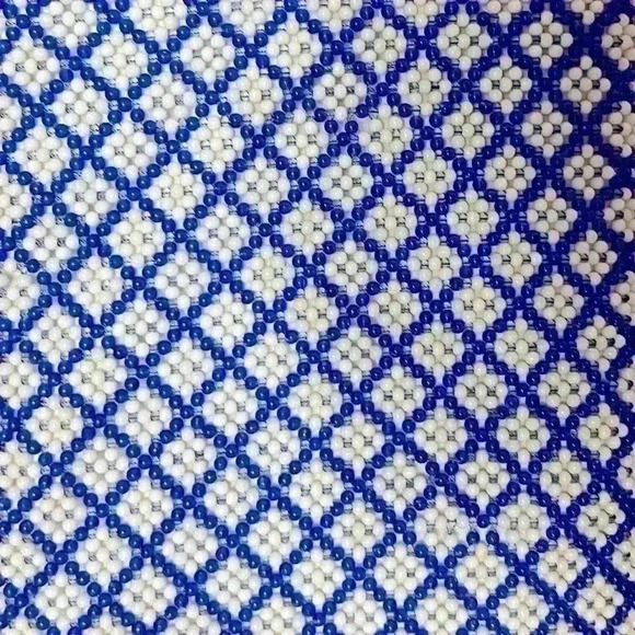 Hand beaded purse royal blue and white - Picture 7 of 9